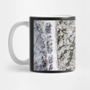 Ice floe on the river aerial view Mug